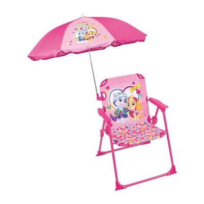 FUN HOUSE PATPATROUILLE Stella Everest Chaise pliante de camping - H.38.5 xl.38.5 x P.37.5 cm - Avec parasol o 65 cm