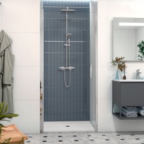 Fusion Porte de douche 100x195cm pivotante anticalcaire avec profilé chrome brillant (SATFUD100NIKA-SET)