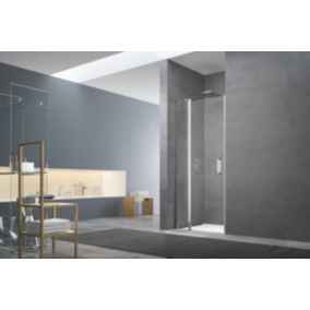 Fusion Porte de douche 100x195cm pivotante anticalcaire avec profilé chrome brillant (SATFUDP100NIKA-SET)