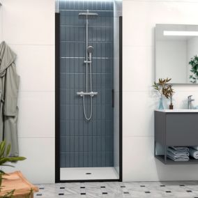 Fusion Porte de douche 80x196cm pivotante anticalcaire avec profilé noir mat (SATFUD80NIKAC)