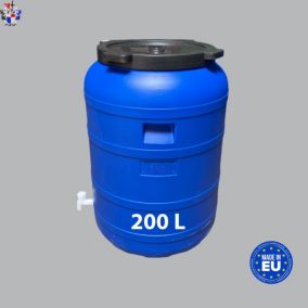 FUT Plastique 200 litres avec Couvercle à Visser et Robinet