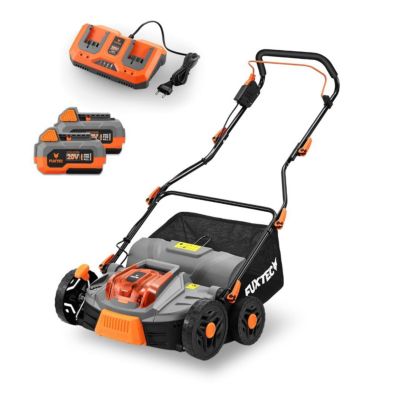 Fuxtec Scarificateur Aérateur À Batterie 40v Set Fx-e2ve38set Avec 2 Batteries Et Chargeur, 2-en-1, Largeur 38 Cm