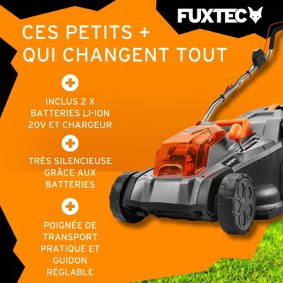 Fuxtec tondeuse a gazon sans fil avec batteries 430 mm 400 m2 gris 40 V