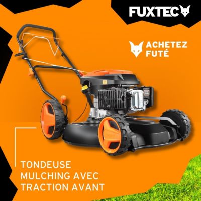 Fuxtec tondeuse à gazon thermique mulching autotractée 196cm3 largeur de coupe 51cm redonne du tonus à votre pelouse