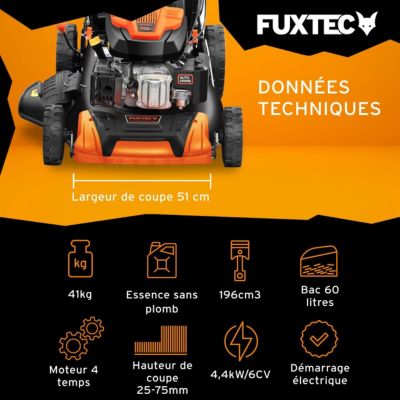 Fuxtec tondeuses a gazon thermiques orange 1001 m2 510 mm 196 cm3