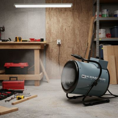 Générateur Air Chaud Electrique Portable 3000W - Chauffage Soufflant Chantier Ventilation Thermostat Atelier Garage Kemper