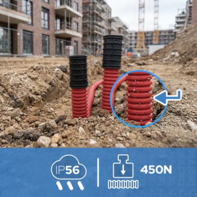 Gaine TPC enterrée Edo FI 50mm Rouge 25m avec tire-fil et manchon 450N ...