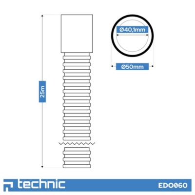 Gaine TPC enterrée Edo FI 50mm Rouge 25m avec tire-fil et manchon 450N ...