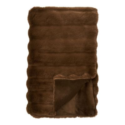 Galena Plaid en fourrure synthétique marron - 130 x 180 cm, 100% polyester