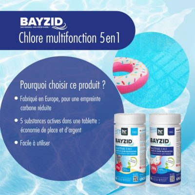 Galets de chlore multifonction 200g 5en1 Bayzid en sceaux de 1 KGx12