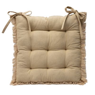 Galette de chaise à franges beige 45 x 45 cm, ép. 80 mm Deko&Co