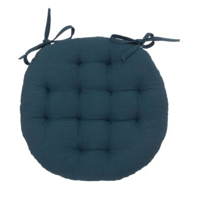 Galette de chaise "Anjali" en coton D38cm bleu égéen - Atmosphera Créateur d'intérieur
