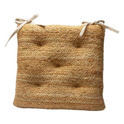 Galette de chaise avec attaches 45 x 45 cm en jute et coton beige Deko&Co