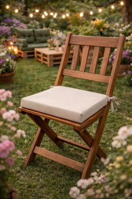 Galette de chaise déperlante 40 x 40 cm beige déhoussable intérieur/extérieur Easy for life