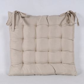 Galette de chaise déperlante uni coton beige L.45 x l.45 x ep.4cm Ornami