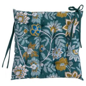 Galette de chaise Indiana vert pin bleu Deco&Co L.40 x l.40 x ep.8 cm