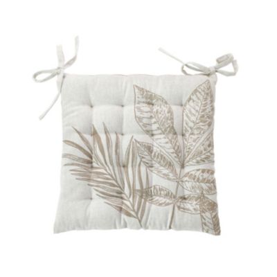 Galette de chaise piquée motif nature (38x38 cm - Ecru)