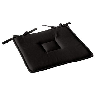 Galette de chaise plate en coton avec liens Noir, L. 40 x l. 40 x H. 2 cm, PANAMA