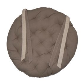 Galette de chaise ronde matelassée VALAYANS (40 cm - Taupe)