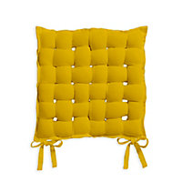 Galette de chaise tressée jaune 40 x 40 cm