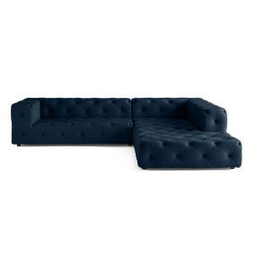 Gallata - canapé Chesterfield d'angle droit - 5 places - en velours - Lisa Design