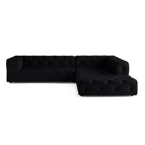 Gallata - canapé Chesterfield d'angle droit - 5 places - en velours - Lisa Design