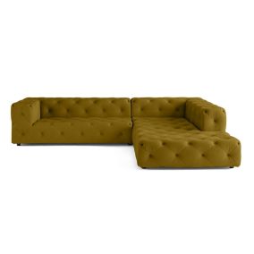 Gallata - canapé Chesterfield d'angle droit - 5 places - en velours - Lisa Design