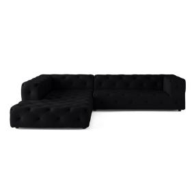 Gallata - canapé Chesterfield d'angle gauche - 5 places - en velours - Lisa Design