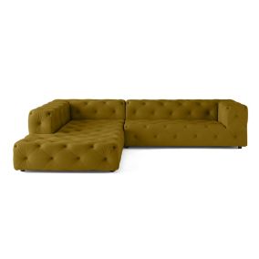 Gallata - canapé Chesterfield d'angle gauche - 5 places - en velours - Lisa Design