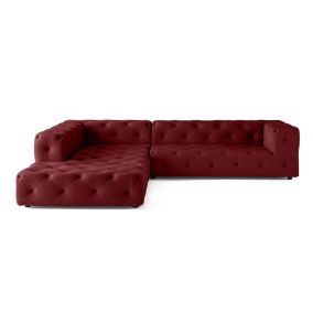 Gallata - canapé Chesterfield d'angle gauche - 5 places - en velours - Lisa Design