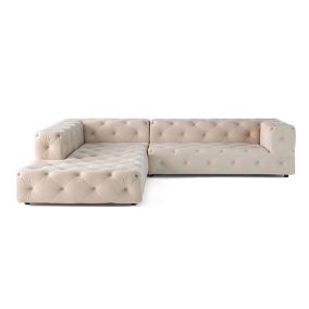 Gallata - canapé Chesterfield d'angle gauche - 5 places - en velours - Lisa Design