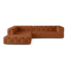 Gallata - canapé Chesterfield d'angle gauche - 5 places - en velours - Lisa Design