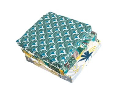 Gallette de chaise carré imperméable motif jacquard bleu L.38 x l.38 x ep.8cm Deco&co
