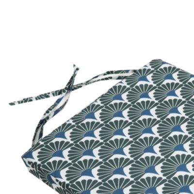 Gallette de chaise carré imperméable motif jacquard bleu L.38 x l.38 x ep.8cm Deco&co