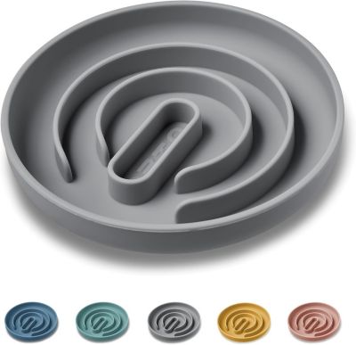 Gamelle Anti Glouton en Silicone avec Fond Antidérapant et Ventouse gris