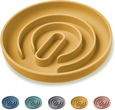 Gamelle Anti Glouton en Silicone avec Fond Antidérapant et Ventouse jaune