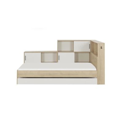 GAMI Lit enfant avec rangement 90x200 cm - Decor chataignier naturel - L 221 x P 120 x H 104 cm - ARMEL