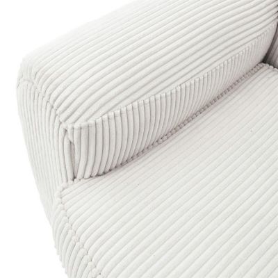 GANDY - Ensemble Fauteuil et Canapé Club 2 Places Tissu Velours Côtelé Beige