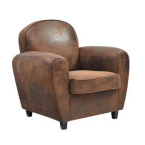 GANSSI - Fauteuil Club Marron Aspect Cuir Vieilli