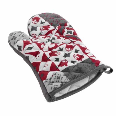 Gant de Cuisine "Credence" 30cm Gris & Rouge