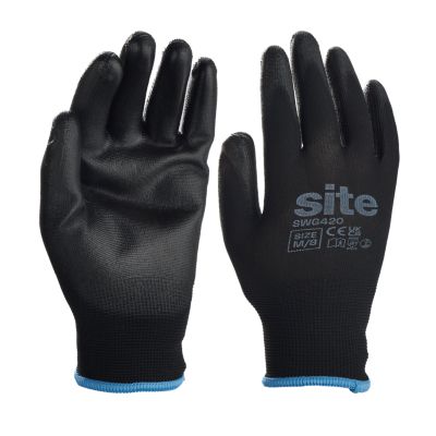 Gants à paume PU noir Site, Taille 8 M