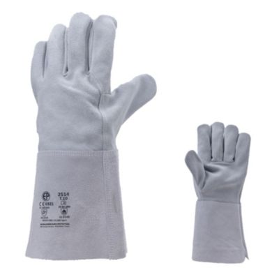 Gants de protection soudeur croûte vachette manchette 15cm gris T10 - SACOBEL - MO2514