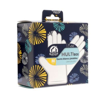 Gants en latex Elephant Multi'Box Taille 8, 50 pièces
