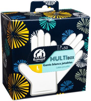 Gants en latex Elephant Multi'Box Taille 9, 50 pièces