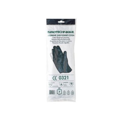 Gants EUROTECHNIQUE néoprène flocké coton 310mm noir T9 - EURO PROTECTION - 5309