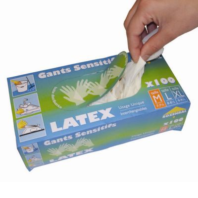 Gants latex jetables à usage unique TAILLE L (x100)