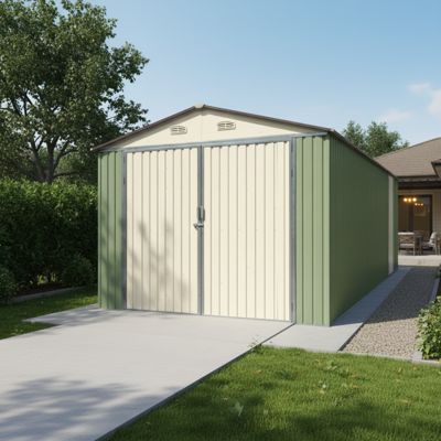 Garage acier galvanisé 18m² double porte latérale X-Metal - Vert