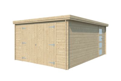 Garage blanc toit plat 19,82m² en bois