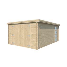 Garage blanc toit plat 19,82m² en bois