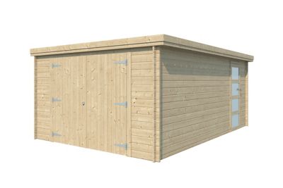 Garage bois blanc toit plat 19,82m²